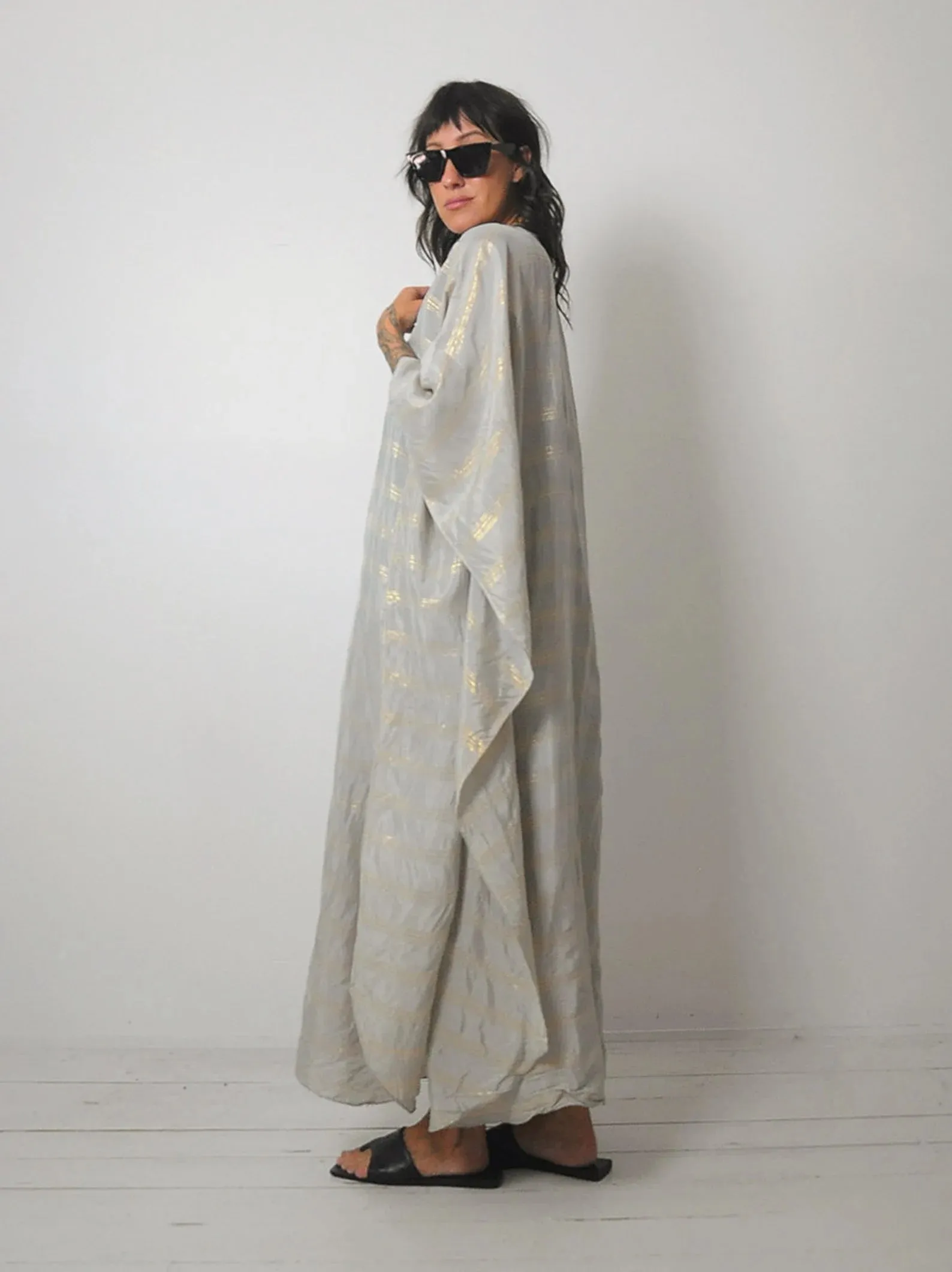 1970's Gold Striped Caftan Dress