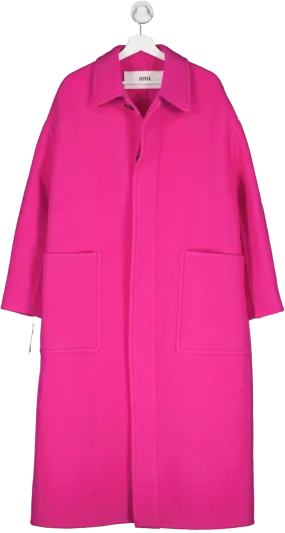 Ami Alexandre Mattiussi Pink Oversize Wool Single Breasted Coat UK XS/S