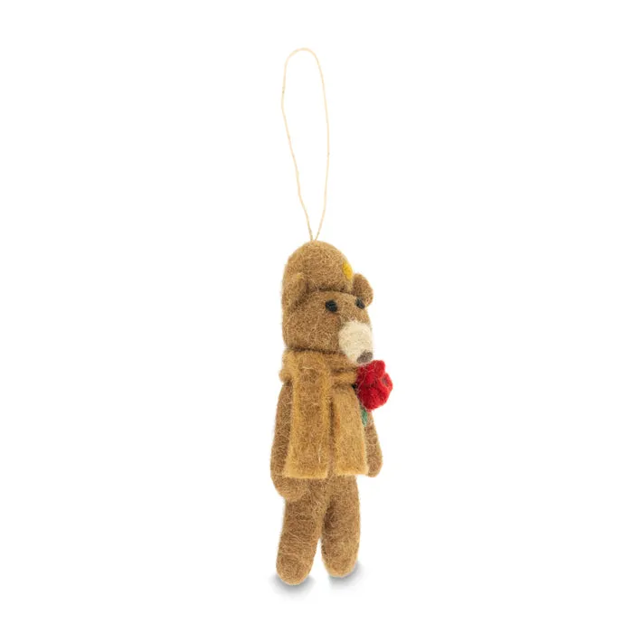 Army Bear with Poppy Felt Christmas Decoration