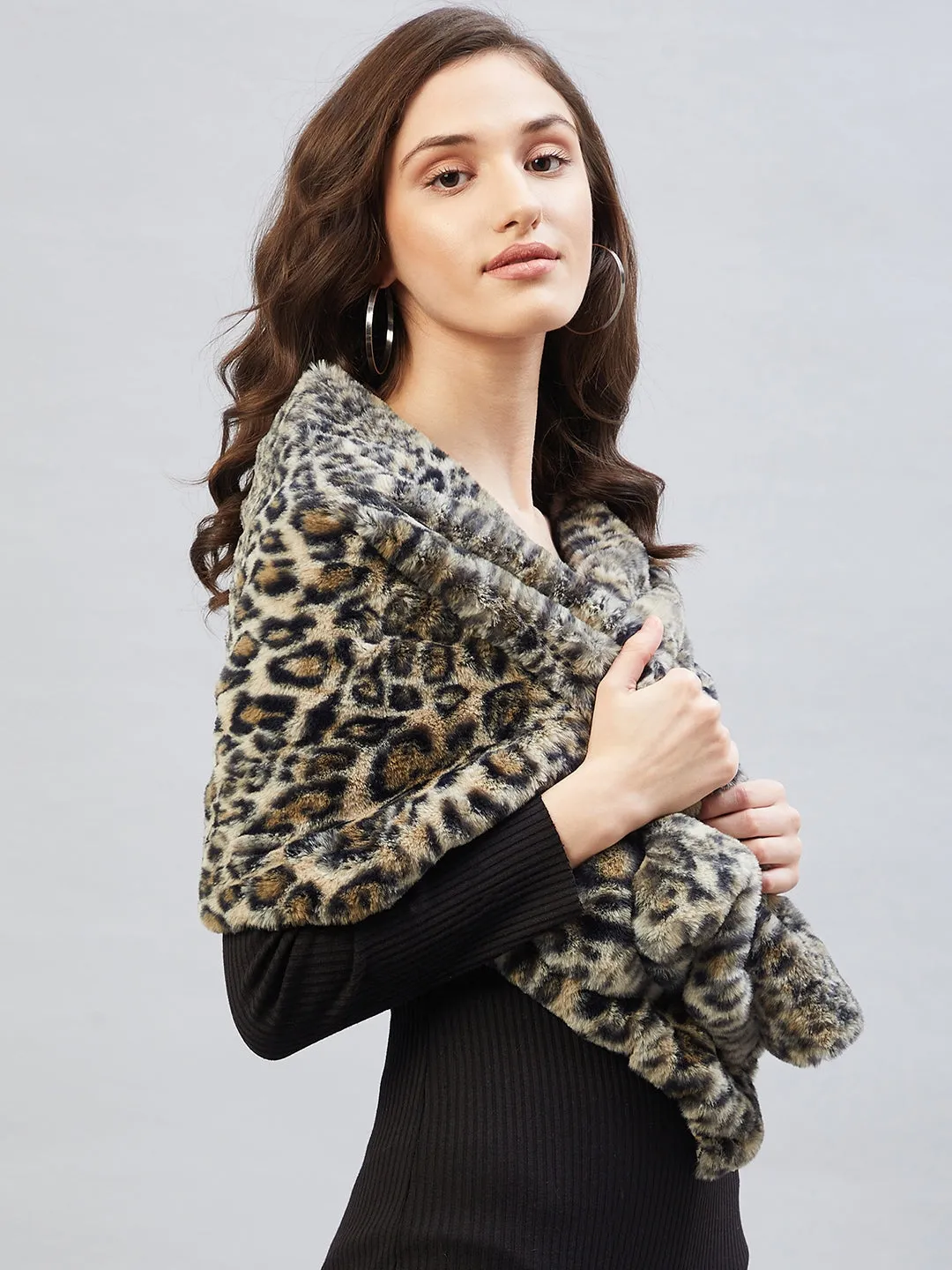 Black Leopard Fur Cape