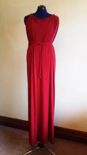 Blood Red Grecian Drape Evening Dress