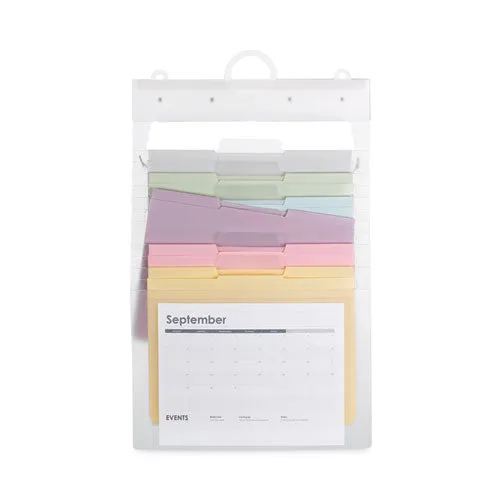 Cascading Wall Organizer, 6 Sections, Letter Size, 14.25 X 24.25, Blue, Clear, Gray, Green, Orange, Pink, Purple