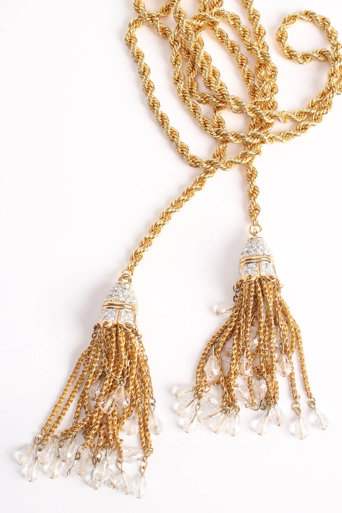 Crystal Bead Tassel Wrap Lariat