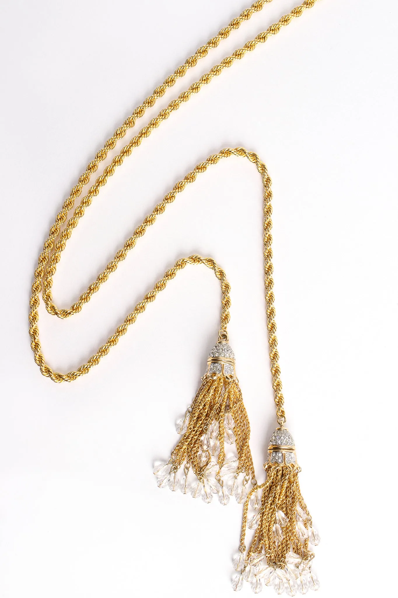 Crystal Bead Tassel Wrap Lariat