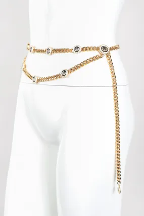 Draped Enamel Logo Chain Belt