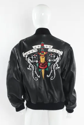 Embroidered Rocker Leather Bomber