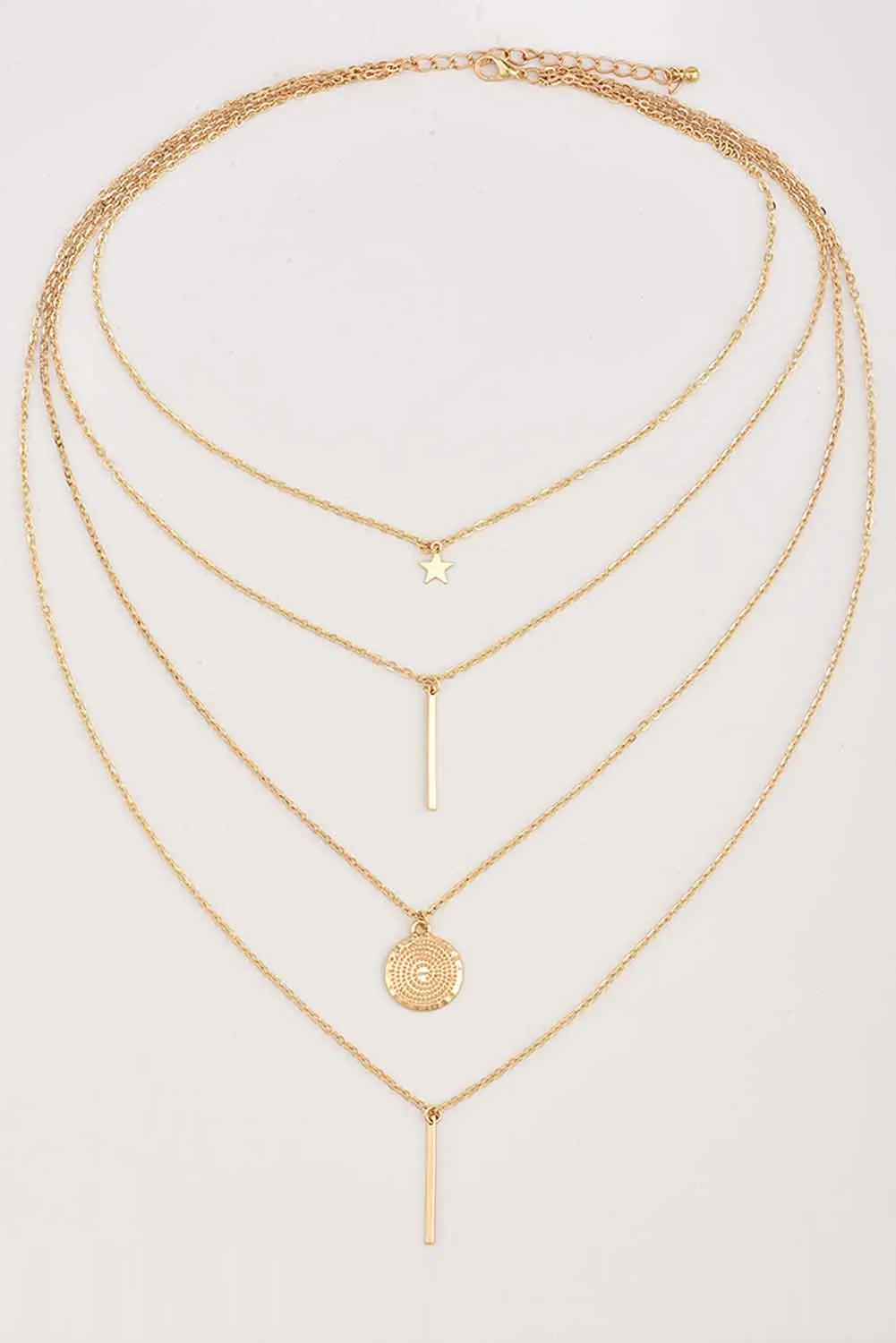 Gold Boho Multi-layered Star Pendant Plated Necklace