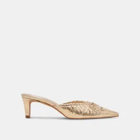 KAIRI MID HEELS GOLD DISTRESSED LEATHER