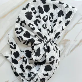 Leopard Black White Crinkle Pretied Headscarf by Valeri