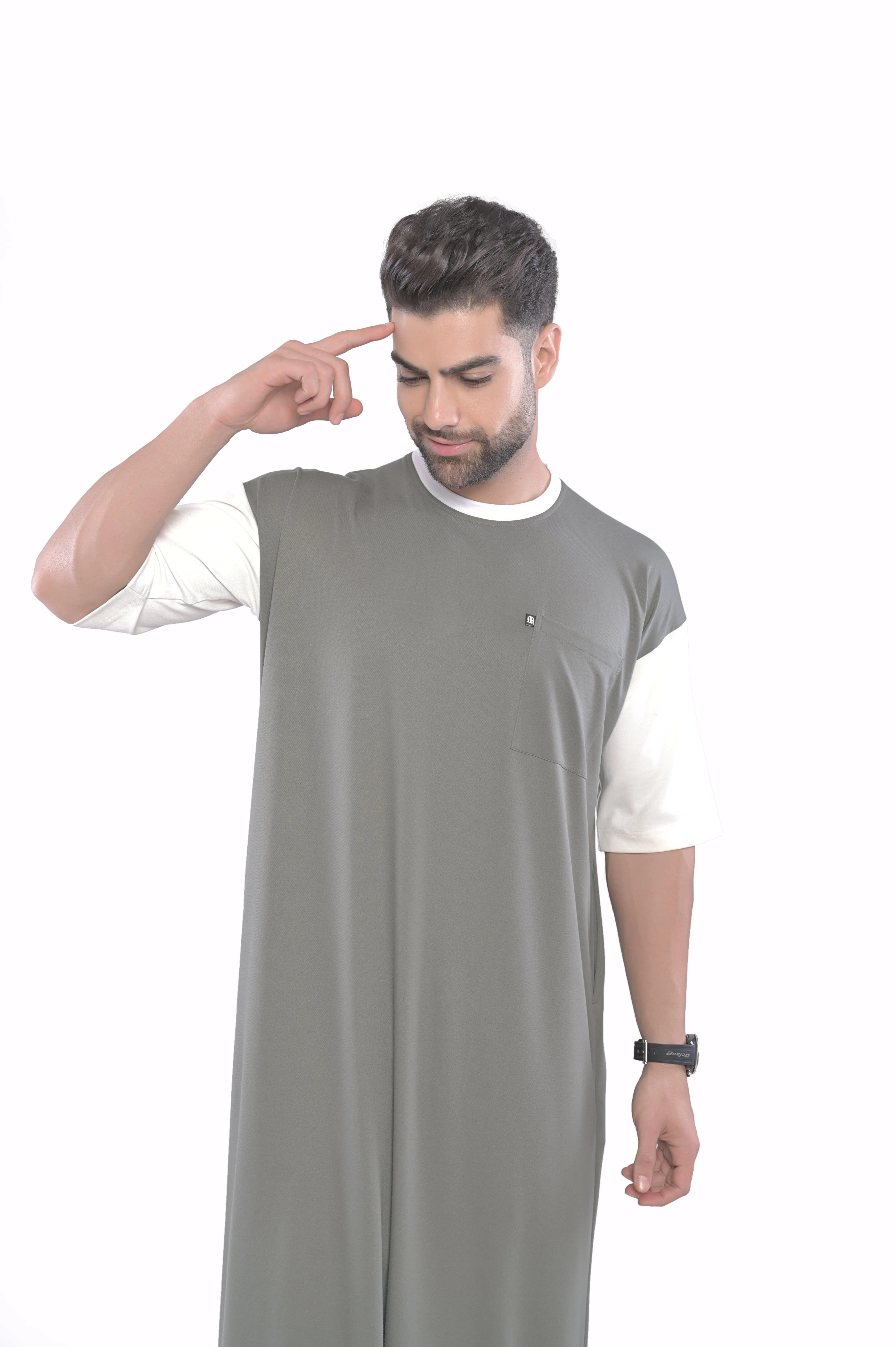 Mullido Over-sized Half Sleeve Green Thobe