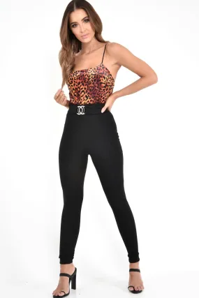 Orange Leopard Velvet Cami Bodysuit - Lucelia