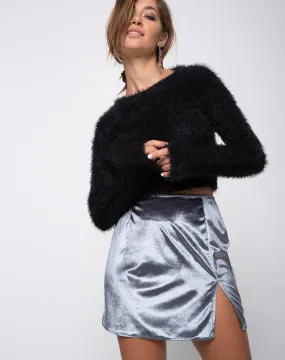 Pelmet Mini Skirt in Velvet Silver