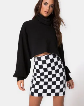 Saffy Bodycon Skirt in Checker Board Medium