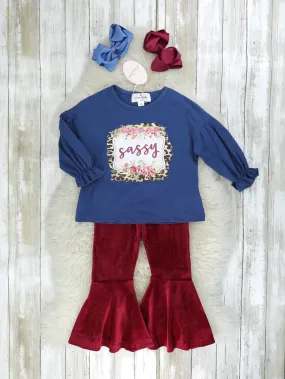 Sassy Burgundy Bell Bottom Outfit