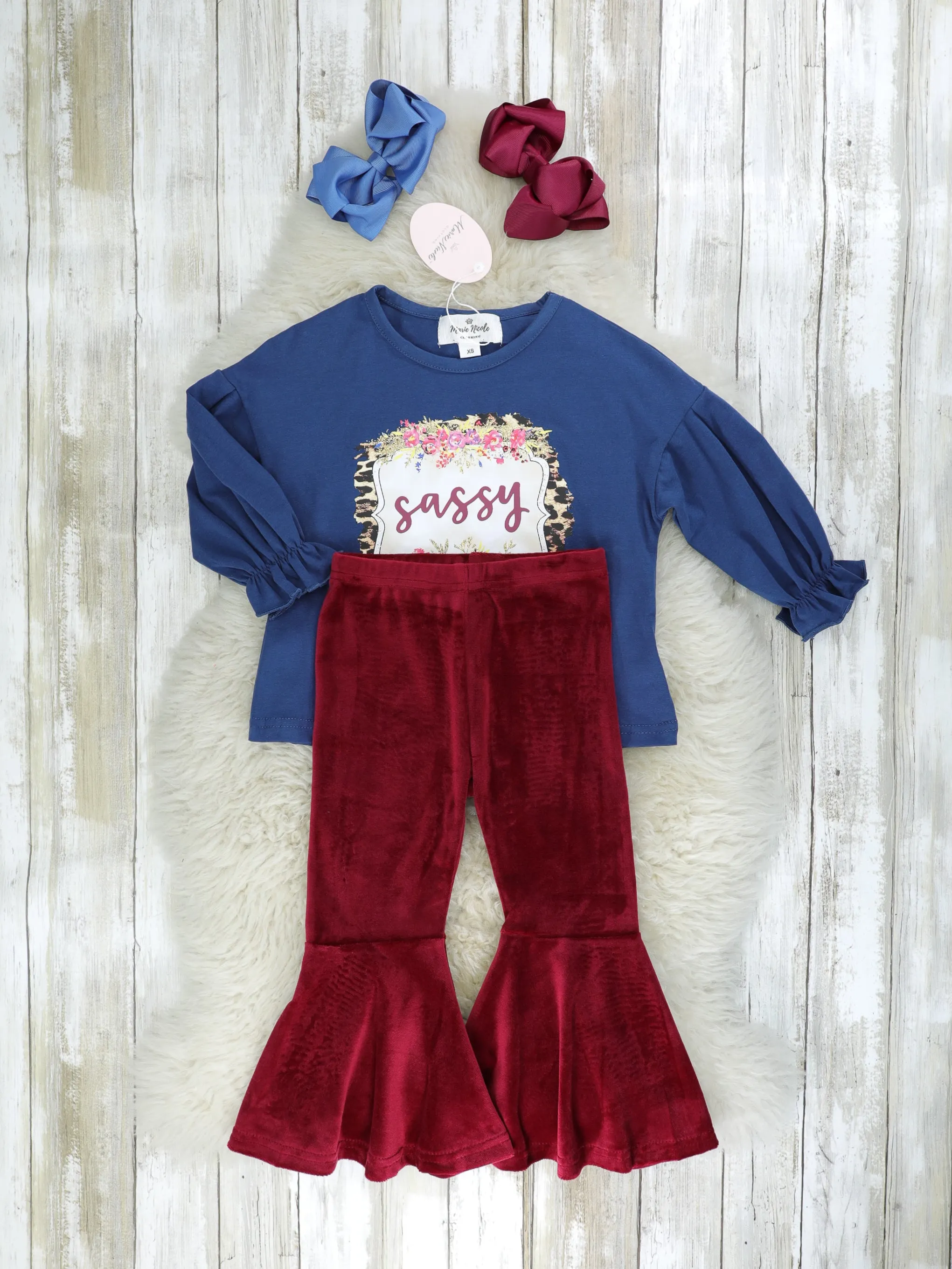 Sassy Burgundy Bell Bottom Outfit