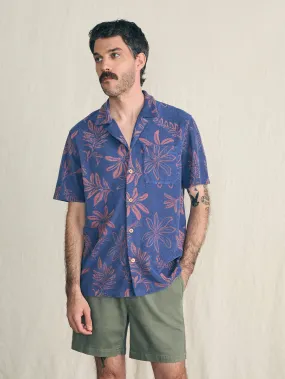 Short-Sleeve Cabana Towel Terry Shirt - Twilight Coral Floral