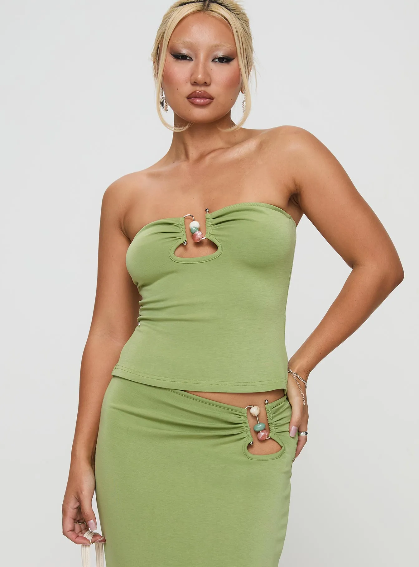 Sun Chaser Strapless Top Green