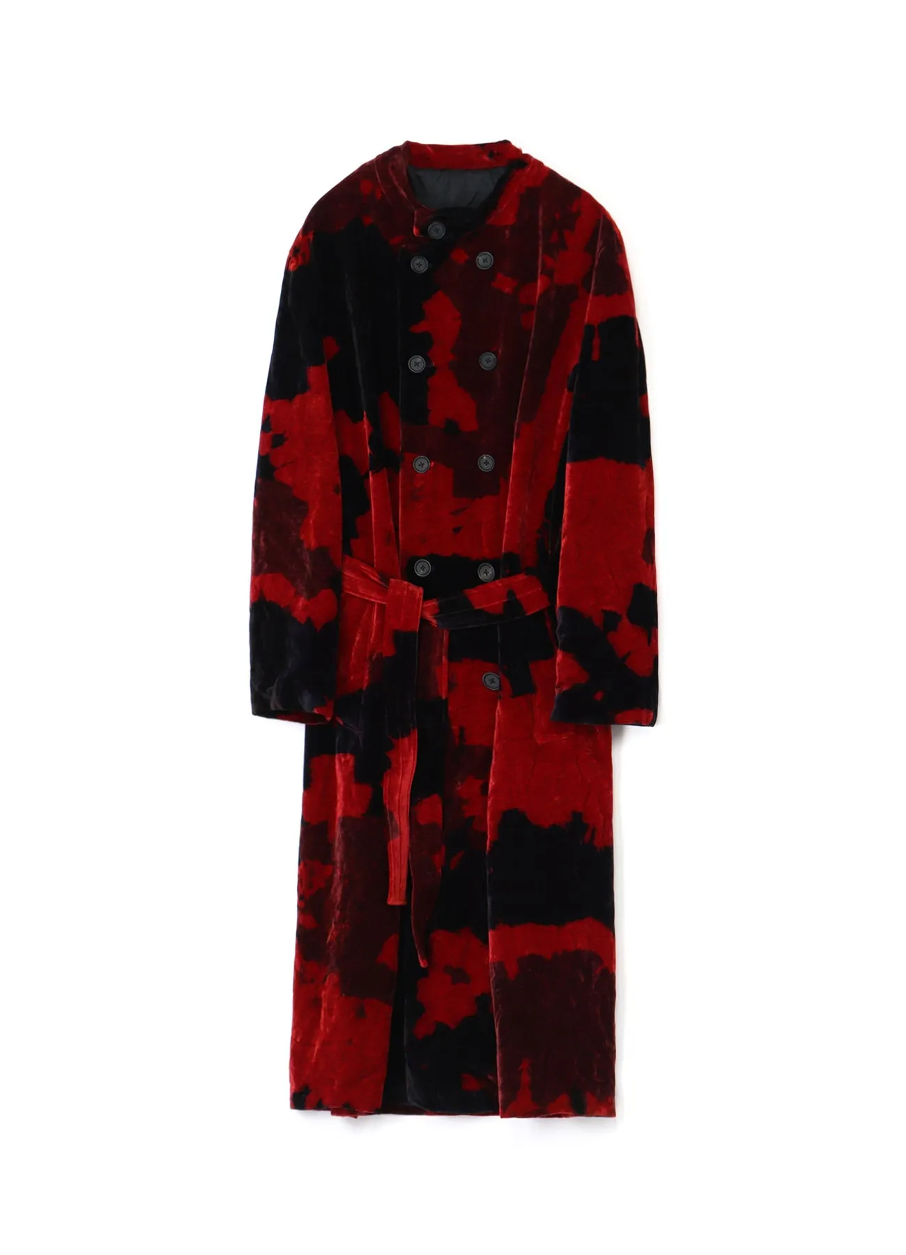 TIE-DYE VELVET DOUBLE-BREASTED STAND COLLAR COAT