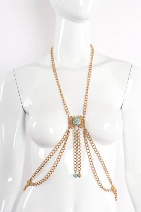 Turquoise Filigree Draped Chain Harness